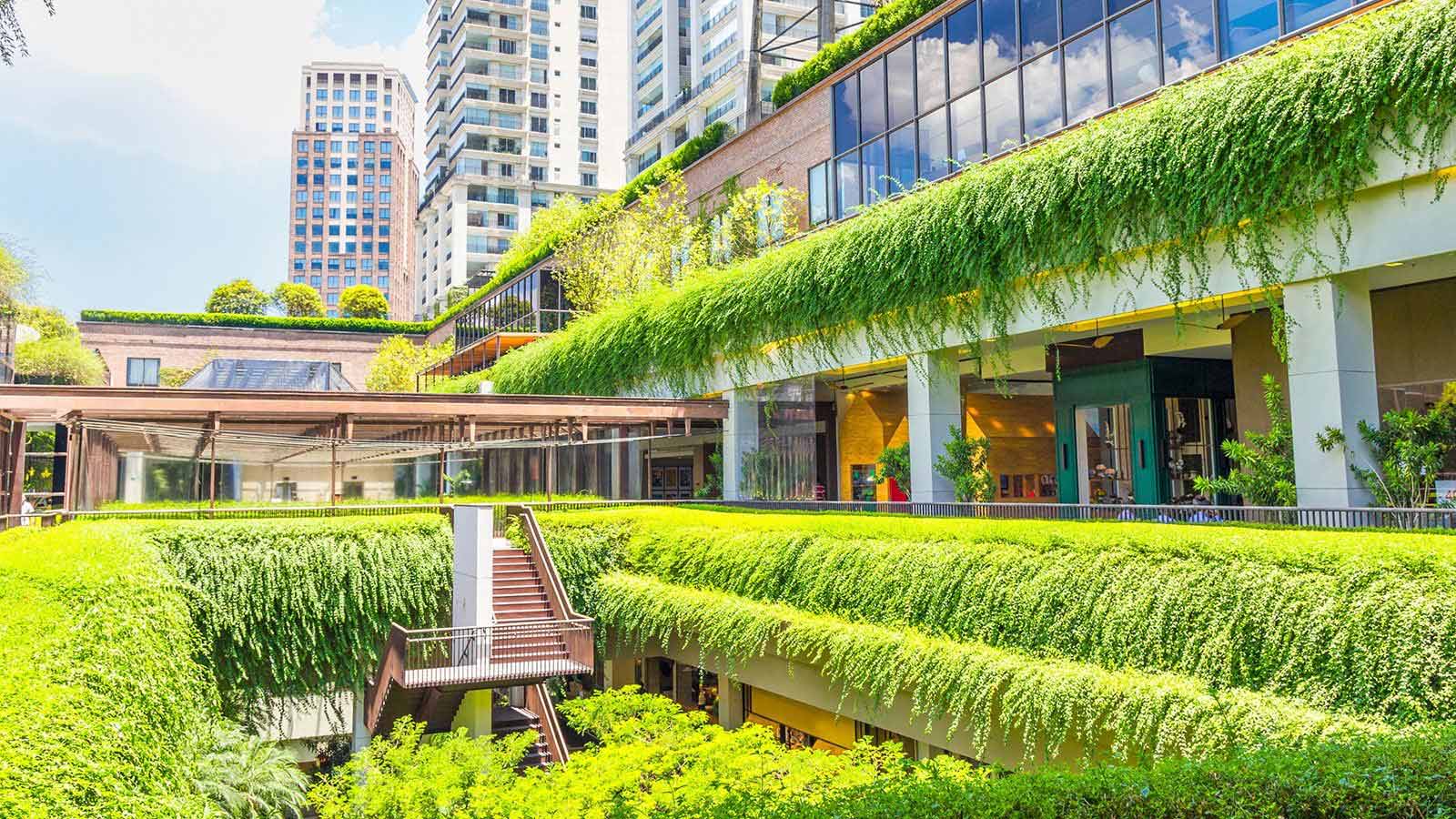Ecologic building shopping mall in Sao Paulo, Brazil