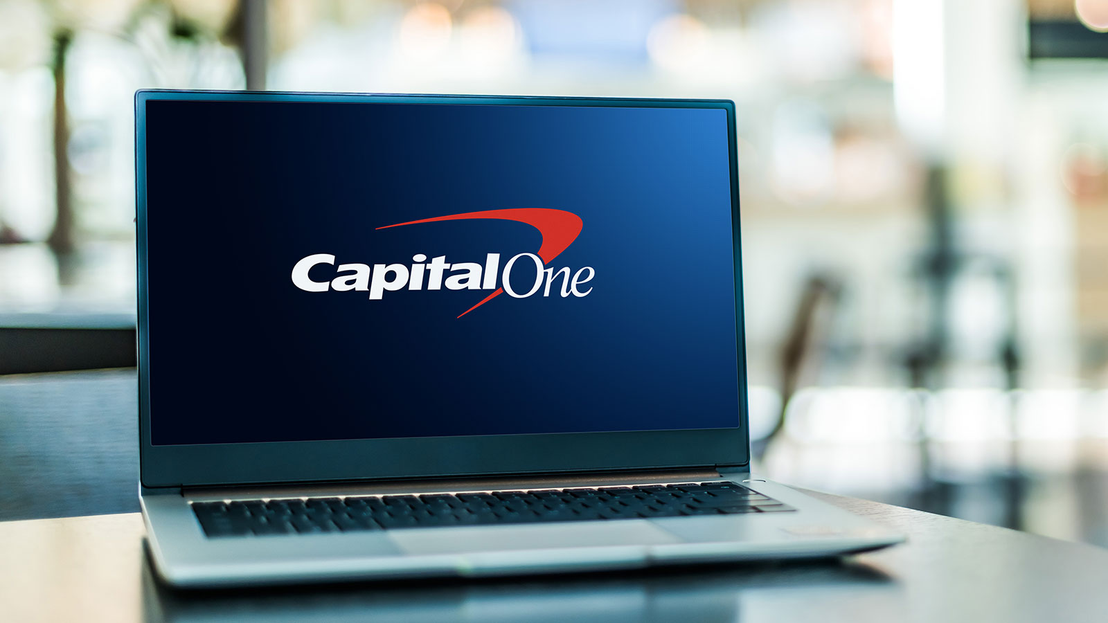 Laptop displaying logo of Capital One Financial Corporation